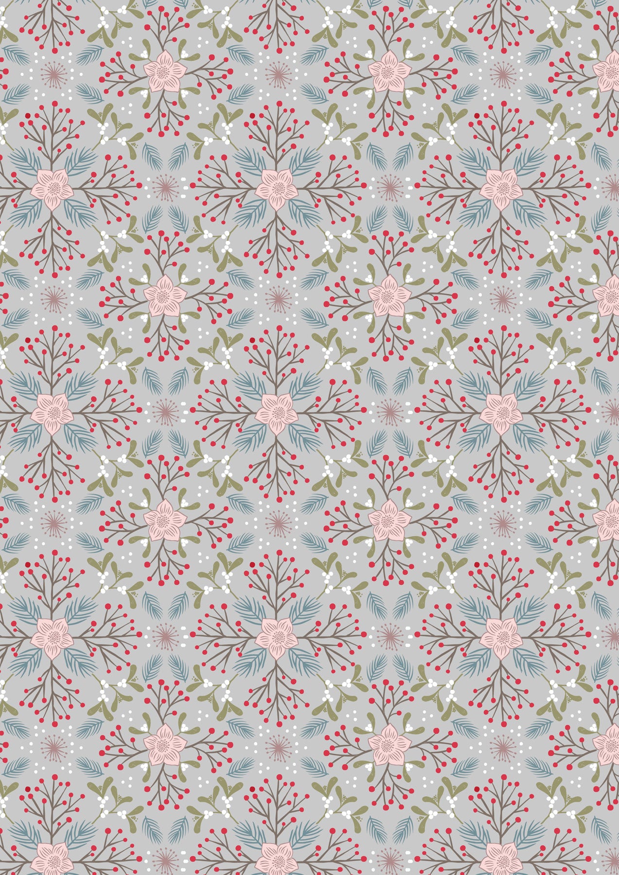 Winter in Bluebell Wood Gray Floral