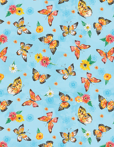 Fanciful Flight Butterflies on Blue