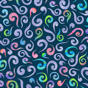 Floral Fascination Scroll on Navy