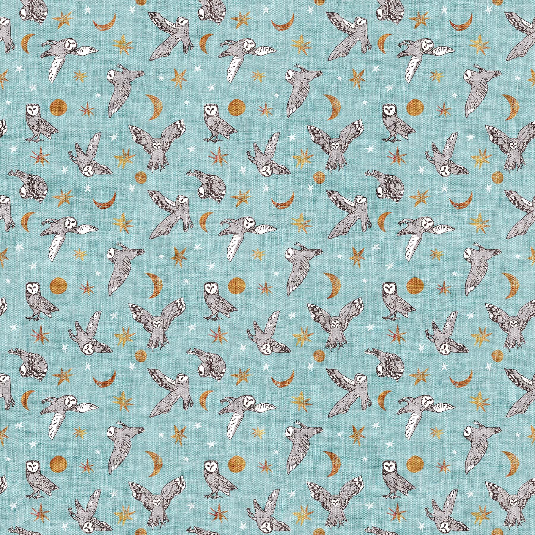 Forest Fable Owls on Light Blue
