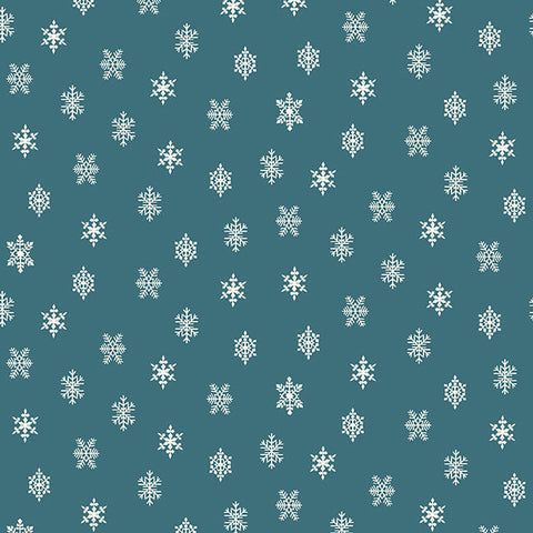 Vintage Christmas Snowflakes on Teal