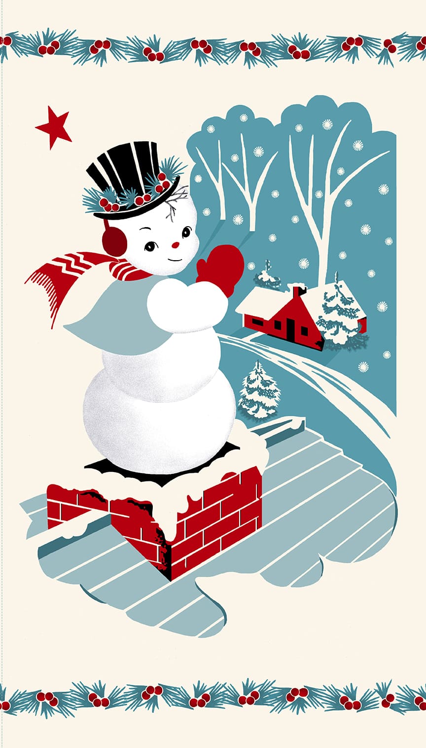 Vintage Christmas Snowman Panel