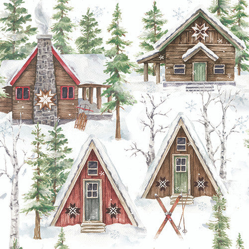 Snowflake Lodge Ski Lodges on white