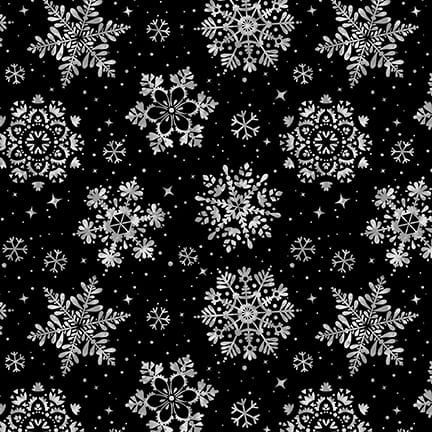 Holiday Style Snowflakes on Black