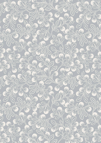 Secret Winter Garden Snowberries on Gray Flannel