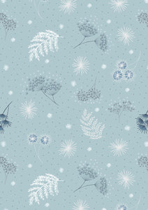 Secret Winter Garden Frosted Garden on Blue Flannel