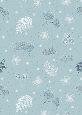 Secret Winter Garden Frosted Garden on Blue Flannel