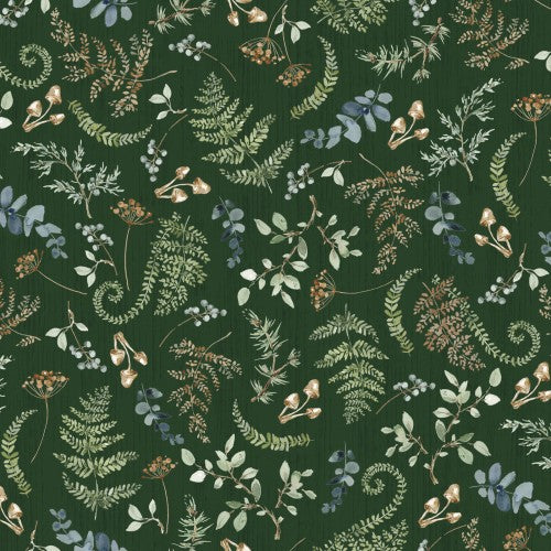 Misty Vistas Ferns & Foliage Dark Green