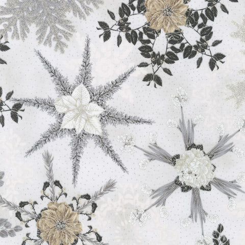 Holiday Flourish Snowflake Flowers on Blanc