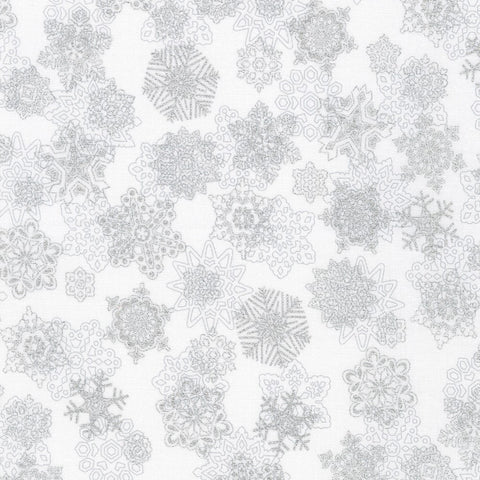 Holiday Flourish Silver Snowflakes on White