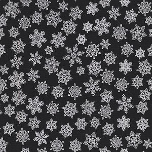 Holiday Charms Silver Metallic Snowflakes on Black