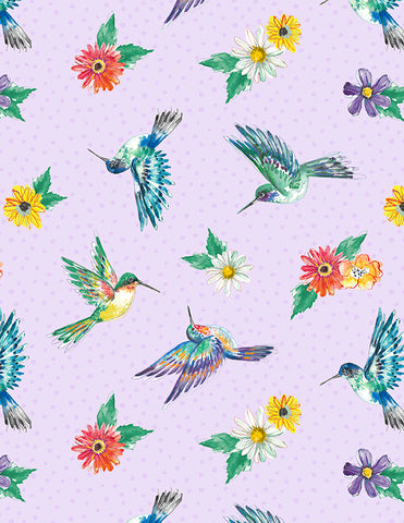 Fanciful Flight Hummingbirds on Purple