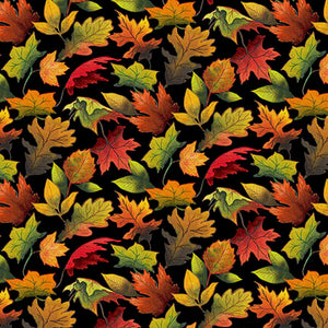 Fall Delight Black w/ multi colored leaves