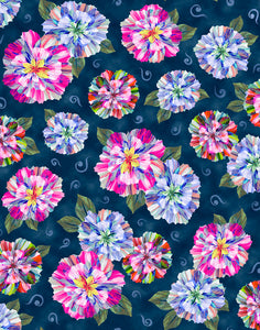 Floral Fascination Spaced Floral on Navy