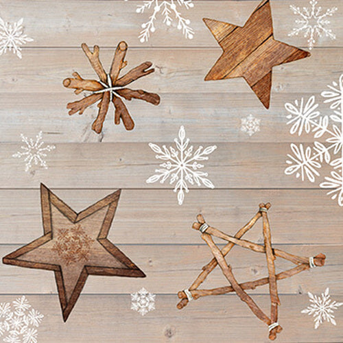 Warm Winter Stars on Gray Wood