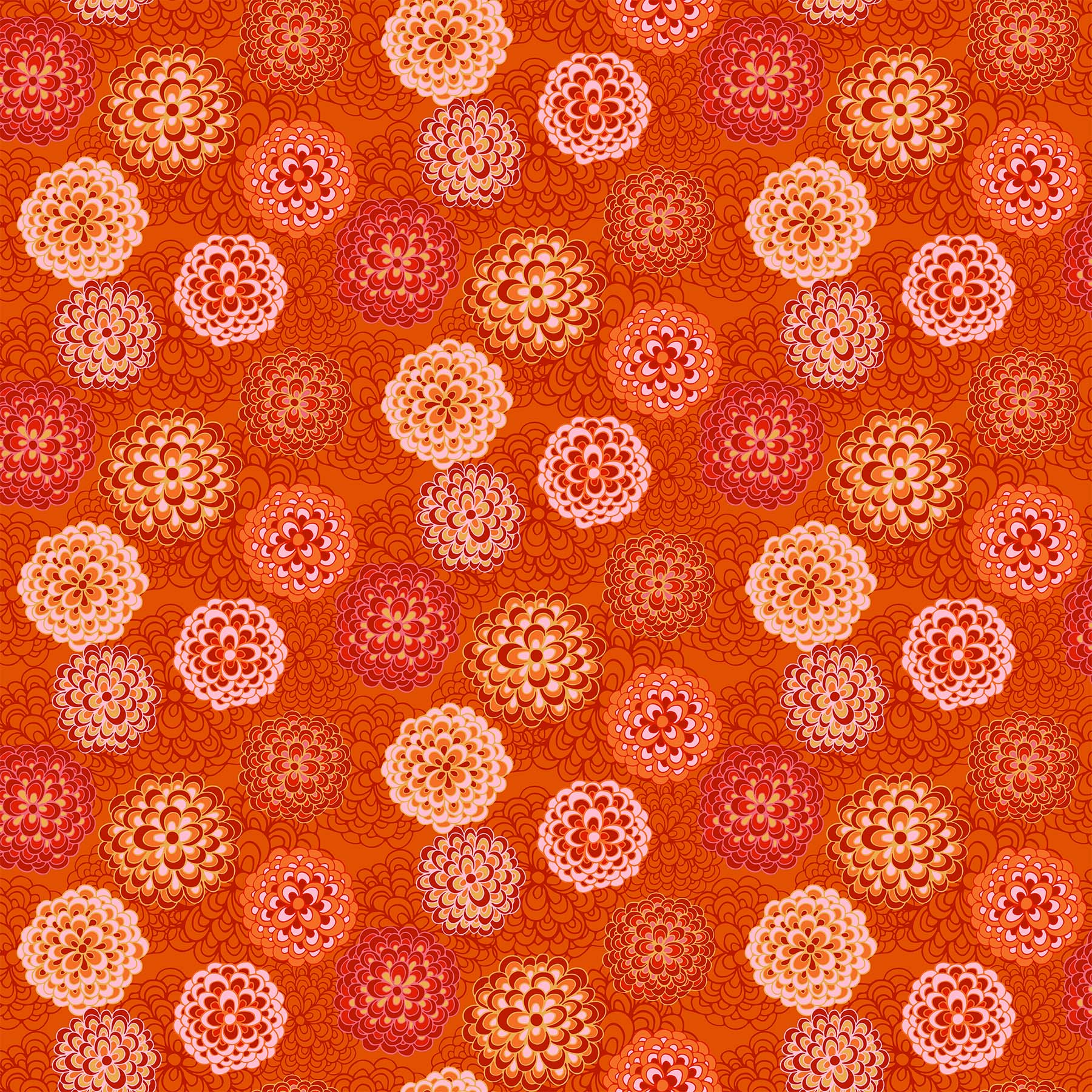 Happiness Pompom Dahlias Orange Multi