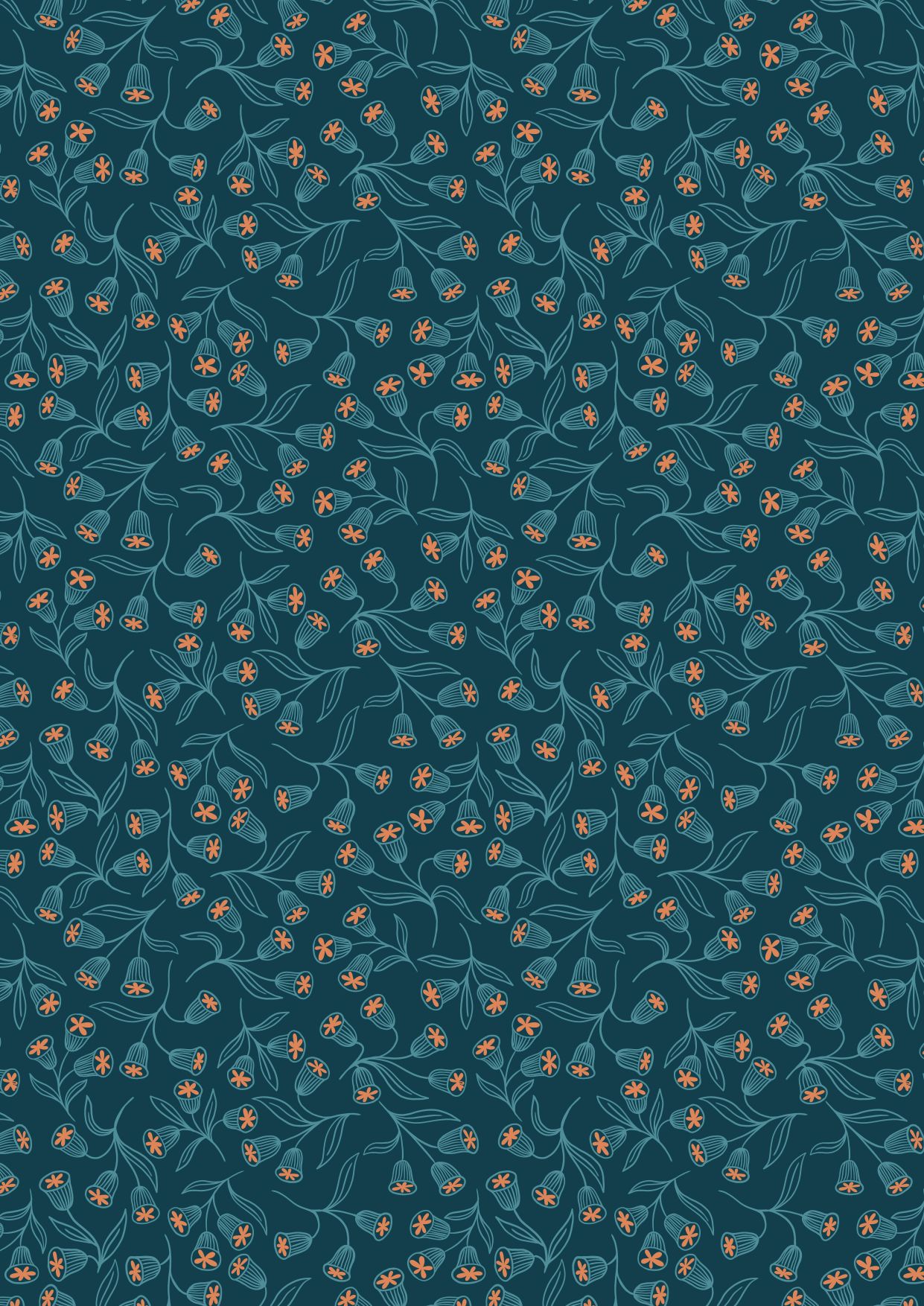 Enchanted Flowers on Teal