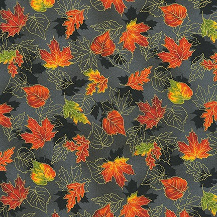 Autumn Bouquet Tossed leaves on charcoal