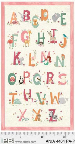 Animal Alphabet Panel Pink
