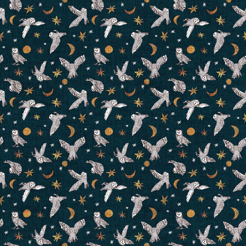 Forest Fable Owls on Navy
