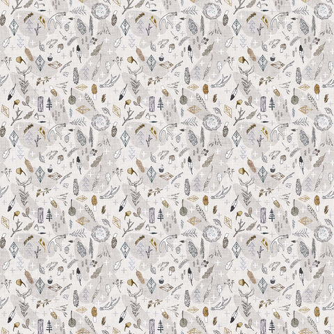 Forest Fable Small Motifs on Taupe
