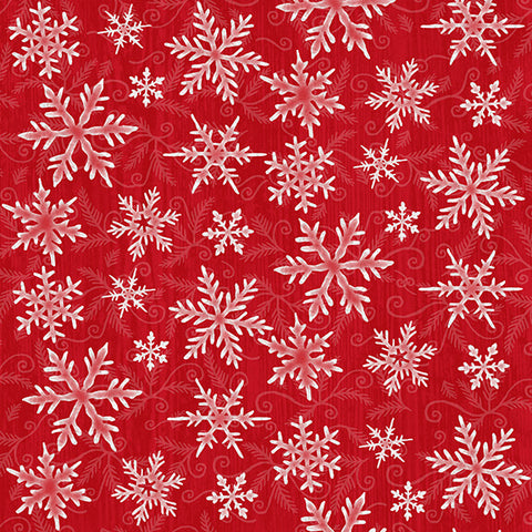 Winter Elegance Snowflakes on Red Flannel