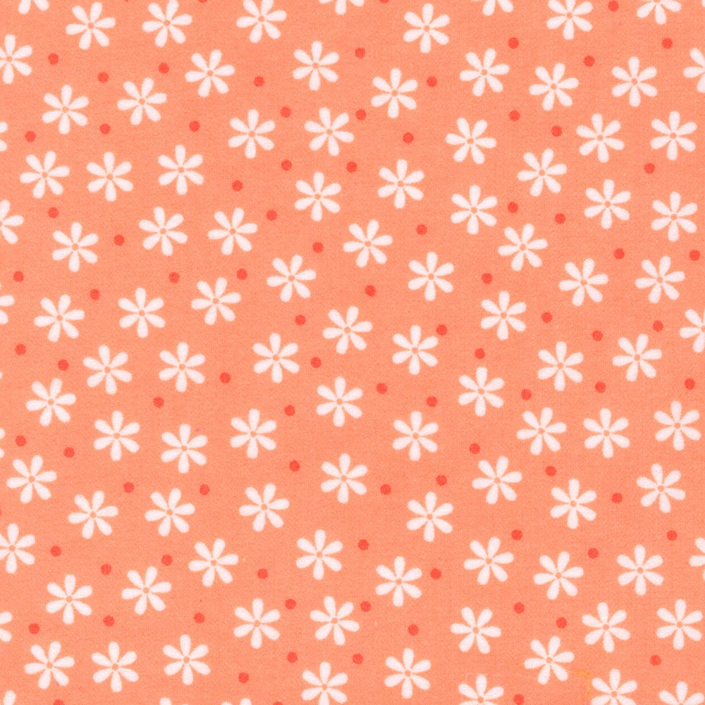 Cozy Flannel Peach w/ white flowers