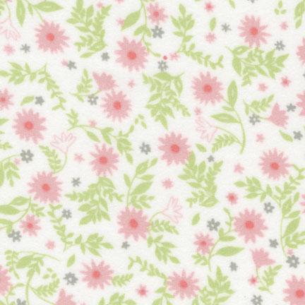 Cozy Flannel White w/ pink flowers