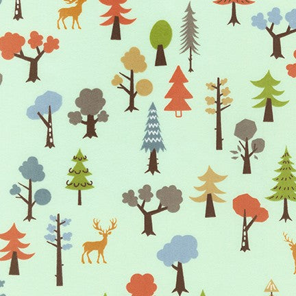Cozy Outdoors Trees on Mint Flannel
