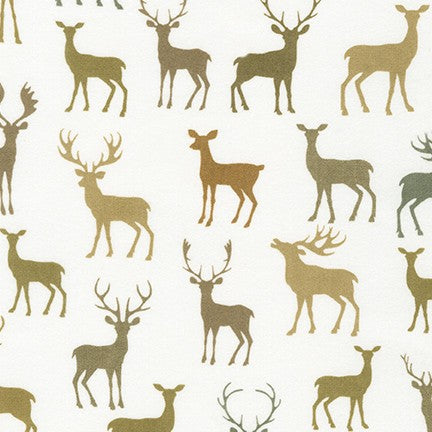 Cozy Outdoors Deer on Cream Flannel