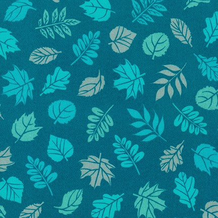 Cozy Outdoors Leaves on Blue Flannel