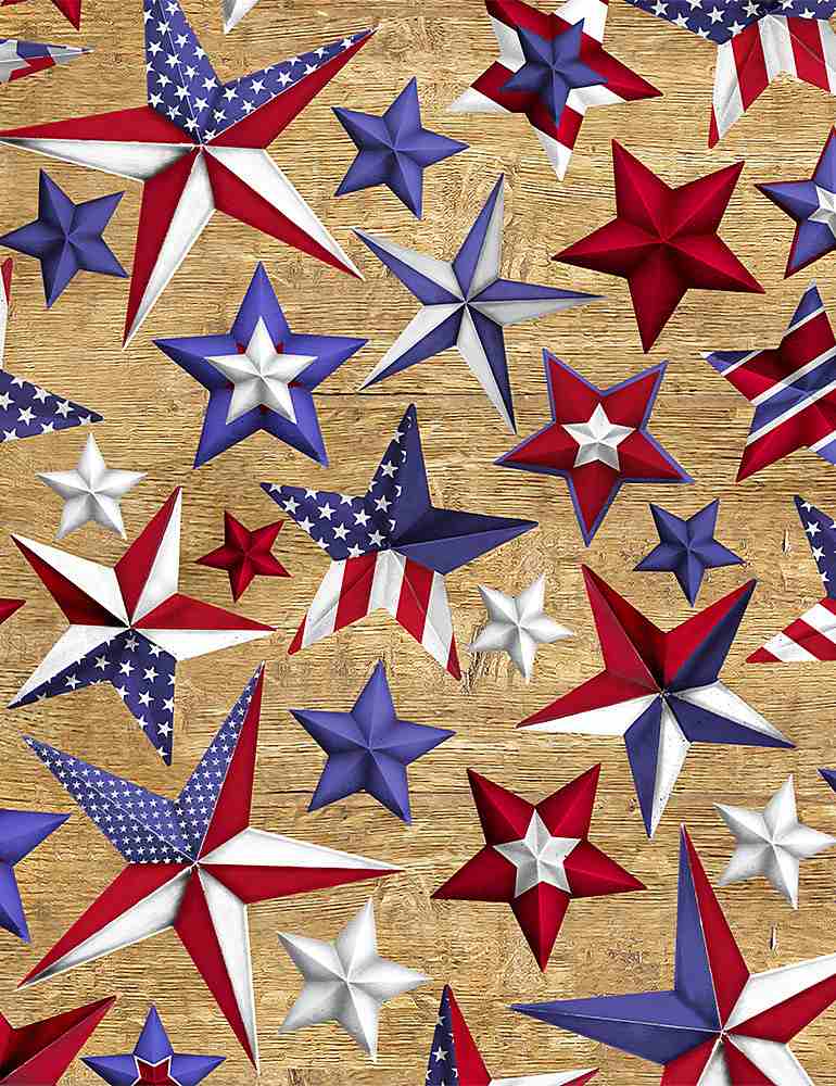USA Patriotic Stars on Wood