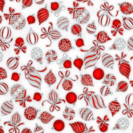 Holiday Charms Red Baubles on White